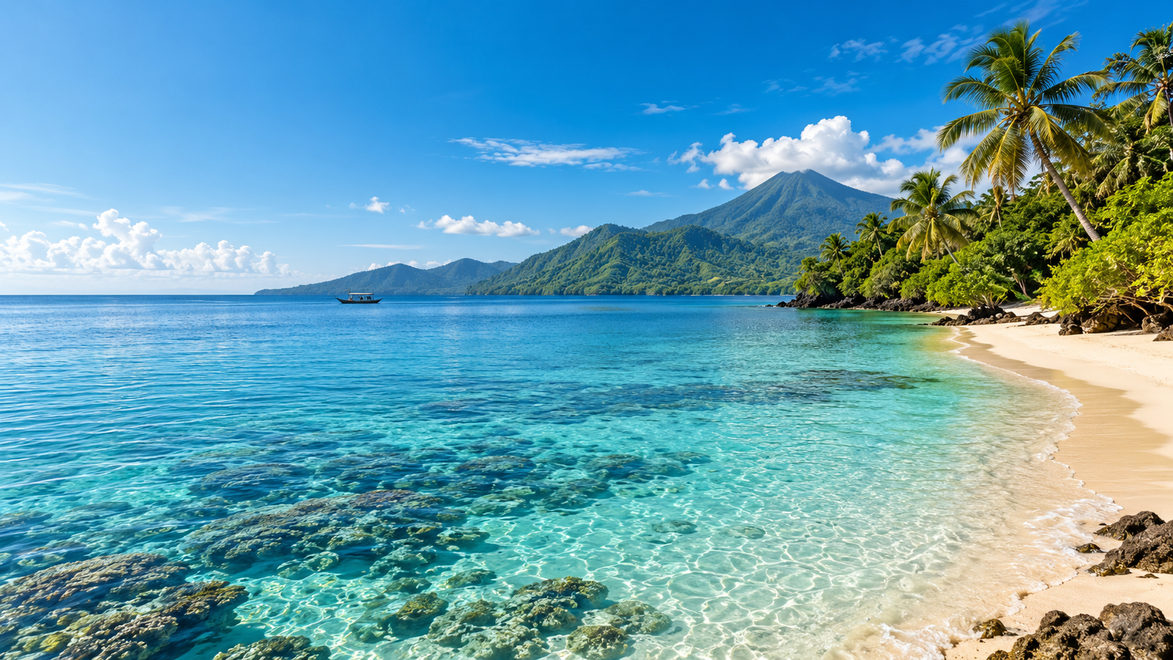 Lagons turquoise et plage tropicale inspirés de Bunaken, Indonésie